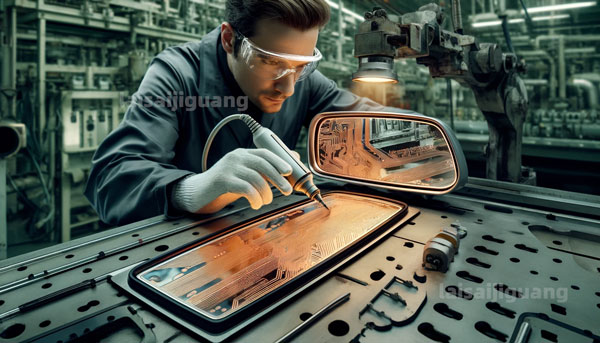 后視鏡（加熱片）激光蝕刻線路與傳統酸洗的對比(圖1)